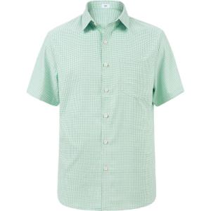 image:imageKYKU Mens Short Sleeve Casual Button Down Shirts Summer Business Dress Shirts DoubleSided Print with PocketMint Green Gingham