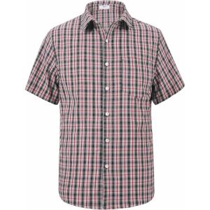 image:imageKYKU Mens Short Sleeve Casual Button Down Shirts Summer Business Dress Shirts DoubleSided Print with PocketRed Black Plaid