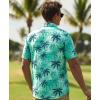 image:imageKYKU Mens Hawaiian Shirts Short Sleeve Button Down Summer Vacation Beach Shirts Pleated Back with PocketAqua Blue Palm Leaf