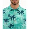 image:imageKYKU Mens Hawaiian Shirts Short Sleeve Button Down Summer Vacation Beach Shirts Pleated Back with PocketAqua Blue Palm Leaf