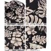 image:imageKYKU Mens Hawaiian Shirts Short Sleeve Button Down Summer Vacation Beach Shirts Pleated Back with PocketBlack Beige Hibiscus