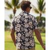 image:imageKYKU Mens Hawaiian Shirts Short Sleeve Button Down Summer Vacation Beach Shirts Pleated Back with PocketBlack Beige Hibiscus
