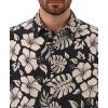 image:imageKYKU Mens Hawaiian Shirts Short Sleeve Button Down Summer Vacation Beach Shirts Pleated Back with PocketBlack Beige Hibiscus