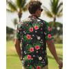 image:imageKYKU Mens Hawaiian Shirts Short Sleeve Button Down Summer Vacation Beach Shirts Pleated Back with PocketBlack Floral