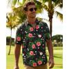 image:imageKYKU Mens Hawaiian Shirts Short Sleeve Button Down Summer Vacation Beach Shirts Pleated Back with PocketBlack Floral