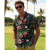 image:imageKYKU Mens Hawaiian Shirts Short Sleeve Button Down Summer Vacation Beach Shirts Pleated Back with PocketBlack Floral