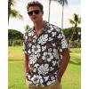 image:imageKYKU Mens Hawaiian Shirts Short Sleeve Button Down Summer Vacation Beach Shirts Pleated Back with PocketBlack White Floral