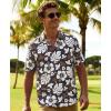 image:imageKYKU Mens Hawaiian Shirts Short Sleeve Button Down Summer Vacation Beach Shirts Pleated Back with PocketBlack White Floral