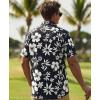 image:imageKYKU Mens Hawaiian Shirts Short Sleeve Button Down Summer Vacation Beach Shirts Pleated Back with PocketBlack White Hibiscus