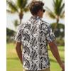 image:imageKYKU Mens Hawaiian Shirts Short Sleeve Button Down Summer Vacation Beach Shirts Pleated Back with PocketBlack White Palm Leaf