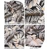 image:imageKYKU Mens Hawaiian Shirts Short Sleeve Button Down Summer Vacation Beach Shirts Pleated Back with PocketBlack White Palm Leaf