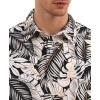 image:imageKYKU Mens Hawaiian Shirts Short Sleeve Button Down Summer Vacation Beach Shirts Pleated Back with PocketBlack White Palm Leaf