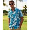 image:imageKYKU Mens Hawaiian Shirts Short Sleeve Button Down Summer Vacation Beach Shirts Pleated Back with PocketBlue Floral