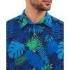 image:imageKYKU Mens Hawaiian Shirts Short Sleeve Button Down Summer Vacation Beach Shirts Pleated Back with PocketBlue Green Tropical Leaf