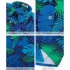 image:imageKYKU Mens Hawaiian Shirts Short Sleeve Button Down Summer Vacation Beach Shirts Pleated Back with PocketBlue Green Tropical Leaf