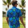 image:imageKYKU Mens Hawaiian Shirts Short Sleeve Button Down Summer Vacation Beach Shirts Pleated Back with PocketBlue Green Tropical Leaf