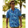 image:imageKYKU Mens Hawaiian Shirts Short Sleeve Button Down Summer Vacation Beach Shirts Pleated Back with PocketBlue Hibiscus