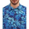 image:imageKYKU Mens Hawaiian Shirts Short Sleeve Button Down Summer Vacation Beach Shirts Pleated Back with PocketBlue Hibiscus