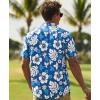 image:imageKYKU Mens Hawaiian Shirts Short Sleeve Button Down Summer Vacation Beach Shirts Pleated Back with PocketBlue White Floral