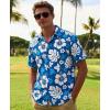 image:imageKYKU Mens Hawaiian Shirts Short Sleeve Button Down Summer Vacation Beach Shirts Pleated Back with PocketBlue White Floral