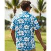 image:imageKYKU Mens Hawaiian Shirts Short Sleeve Button Down Summer Vacation Beach Shirts Pleated Back with PocketBlue White Hibiscus