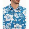 image:imageKYKU Mens Hawaiian Shirts Short Sleeve Button Down Summer Vacation Beach Shirts Pleated Back with PocketBlue White Hibiscus