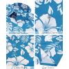 image:imageKYKU Mens Hawaiian Shirts Short Sleeve Button Down Summer Vacation Beach Shirts Pleated Back with PocketBlue White Hibiscus