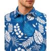 image:imageKYKU Mens Hawaiian Shirts Short Sleeve Button Down Summer Vacation Beach Shirts Pleated Back with PocketBlue White Tropical Leaf
