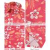 image:imageKYKU Mens Hawaiian Shirts Short Sleeve Button Down Summer Vacation Beach Shirts Pleated Back with PocketBrick Red White Hibiscus