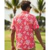 image:imageKYKU Mens Hawaiian Shirts Short Sleeve Button Down Summer Vacation Beach Shirts Pleated Back with PocketBrick Red White Hibiscus