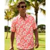 image:imageKYKU Mens Hawaiian Shirts Short Sleeve Button Down Summer Vacation Beach Shirts Pleated Back with PocketCoral White Hibiscus