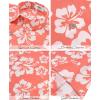 image:imageKYKU Mens Hawaiian Shirts Short Sleeve Button Down Summer Vacation Beach Shirts Pleated Back with PocketCoral White Hibiscus
