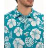 image:imageKYKU Mens Hawaiian Shirts Short Sleeve Button Down Summer Vacation Beach Shirts Pleated Back with PocketCyan Blue White Hibiscus