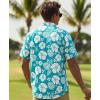 image:imageKYKU Mens Hawaiian Shirts Short Sleeve Button Down Summer Vacation Beach Shirts Pleated Back with PocketCyan Blue White Hibiscus