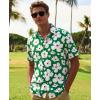 image:imageKYKU Mens Hawaiian Shirts Short Sleeve Button Down Summer Vacation Beach Shirts Pleated Back with PocketGreen White Floral