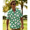 image:imageKYKU Mens Hawaiian Shirts Short Sleeve Button Down Summer Vacation Beach Shirts Pleated Back with PocketGreen White Floral