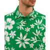 image:imageKYKU Mens Hawaiian Shirts Short Sleeve Button Down Summer Vacation Beach Shirts Pleated Back with PocketGreen White Hibiscus