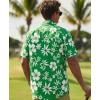 image:imageKYKU Mens Hawaiian Shirts Short Sleeve Button Down Summer Vacation Beach Shirts Pleated Back with PocketGreen White Hibiscus