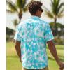 image:imageKYKU Mens Hawaiian Shirts Short Sleeve Button Down Summer Vacation Beach Shirts Pleated Back with PocketLight Blue White Floral