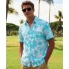 image:imageKYKU Mens Hawaiian Shirts Short Sleeve Button Down Summer Vacation Beach Shirts Pleated Back with PocketLight Blue White Floral