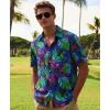 image:imageKYKU Mens Hawaiian Shirts Short Sleeve Button Down Summer Vacation Beach Shirts Pleated Back with PocketMulticolor Palm Leaf