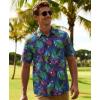 image:imageKYKU Mens Hawaiian Shirts Short Sleeve Button Down Summer Vacation Beach Shirts Pleated Back with PocketMulticolor Palm Leaf