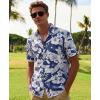 image:imageKYKU Mens Hawaiian Shirts Short Sleeve Button Down Summer Vacation Beach Shirts Pleated Back with PocketNavy Blue Floral