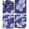 image:imageKYKU Mens Hawaiian Shirts Short Sleeve Button Down Summer Vacation Beach Shirts Pleated Back with PocketNavy Blue Hibiscus