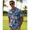 image:imageKYKU Mens Hawaiian Shirts Short Sleeve Button Down Summer Vacation Beach Shirts Pleated Back with PocketNavy Blue Palm Leaf
