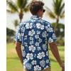 image:imageKYKU Mens Hawaiian Shirts Short Sleeve Button Down Summer Vacation Beach Shirts Pleated Back with PocketNavy Blue White Floral