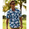 image:imageKYKU Mens Hawaiian Shirts Short Sleeve Button Down Summer Vacation Beach Shirts Pleated Back with PocketNavy Blue White Floral