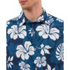 image:imageKYKU Mens Hawaiian Shirts Short Sleeve Button Down Summer Vacation Beach Shirts Pleated Back with PocketNavy Blue White Floral