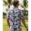 image:imageKYKU Mens Hawaiian Shirts Short Sleeve Button Down Summer Vacation Beach Shirts Pleated Back with PocketNavy Blue White Hibiscus