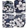 image:imageKYKU Mens Hawaiian Shirts Short Sleeve Button Down Summer Vacation Beach Shirts Pleated Back with PocketNavy Blue White Hibiscus